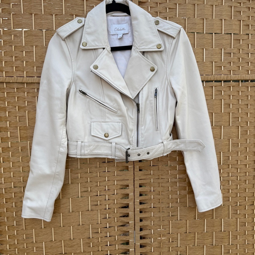 Cleobella Sheep‎ Leather Jacket Women's Size XS (Cream Color)